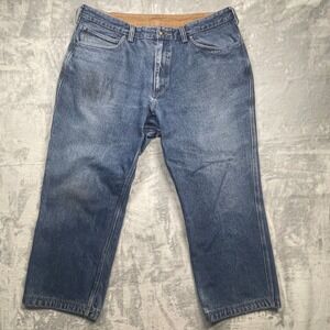 Duluth Trading Mens Jeans Blue Ballroom Workwear Straight Leg Relaxed Fit 42x28